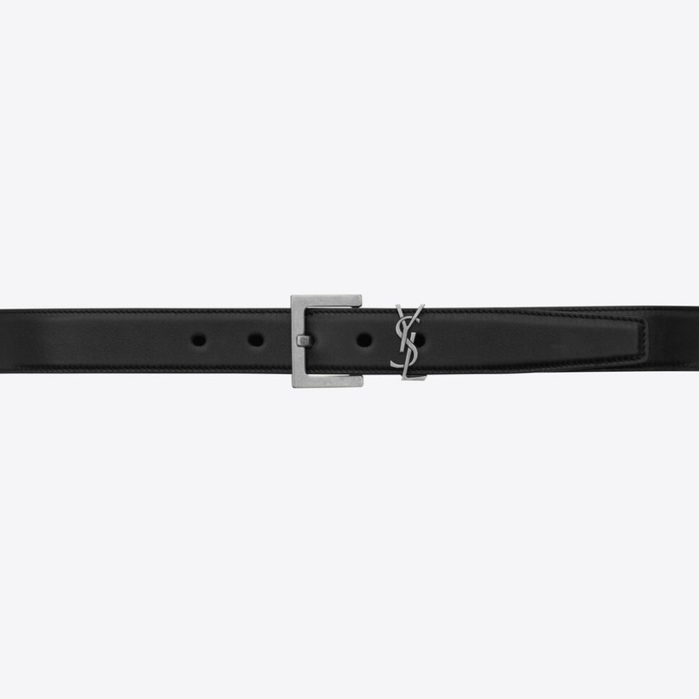 YSL CASSANDRE BELT WITH SQUARE BUCKLE IN SMOOTH LEATHER